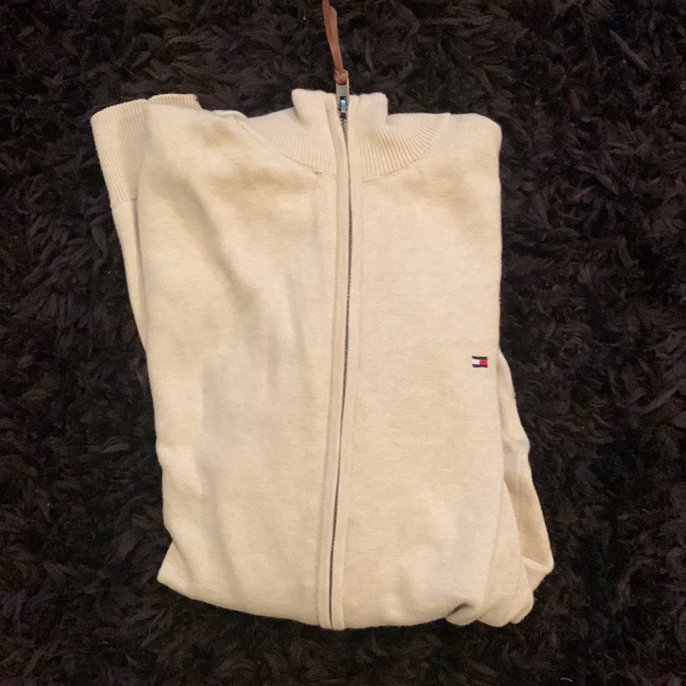 Cream tommy hillfinger zip up